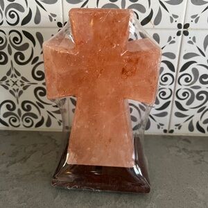Himalayan Pink Salt Lamps Cross- Large Night Light, LED light, USB CORD, NEW